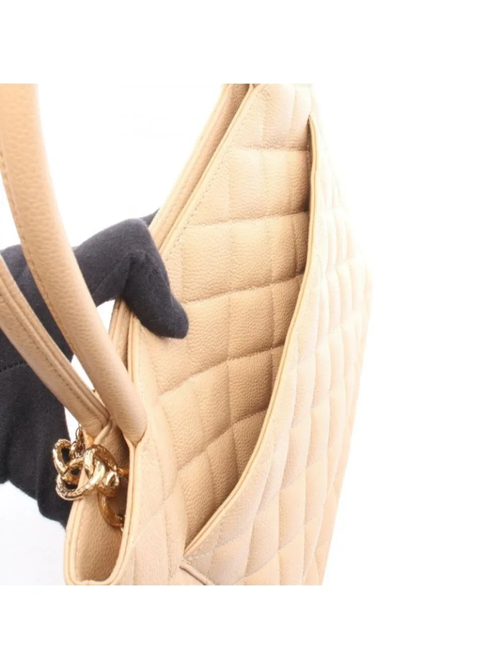 Chanel Tote Reissue Beige Caviar Leather